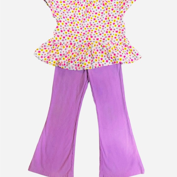 Girls' 4T Cat and Jack Floral Tops and Pants Set - Picture 4 of 6